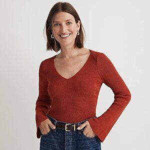 Madewell Flared-Sleeve V-Neck Sweater